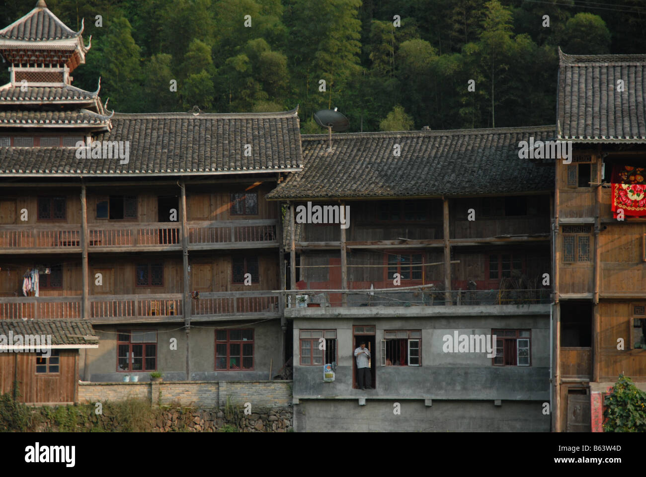 Ethnic Dong Village named Zhaoxing in rural Guizhou Province, China. Stock Photo
