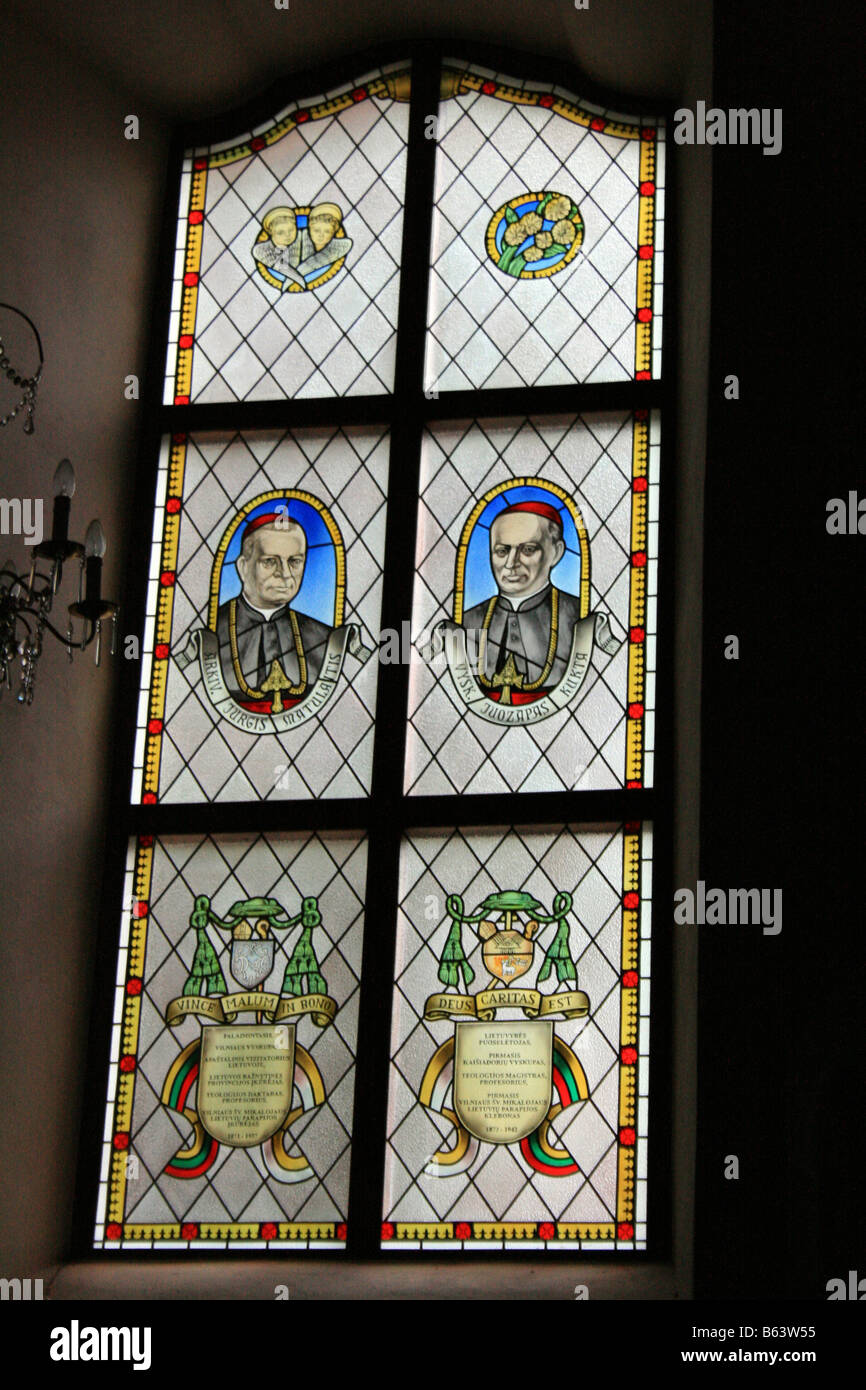 Stained-glass window, St. Nicholas Church, Vilnius, Lithuania Stock Photo