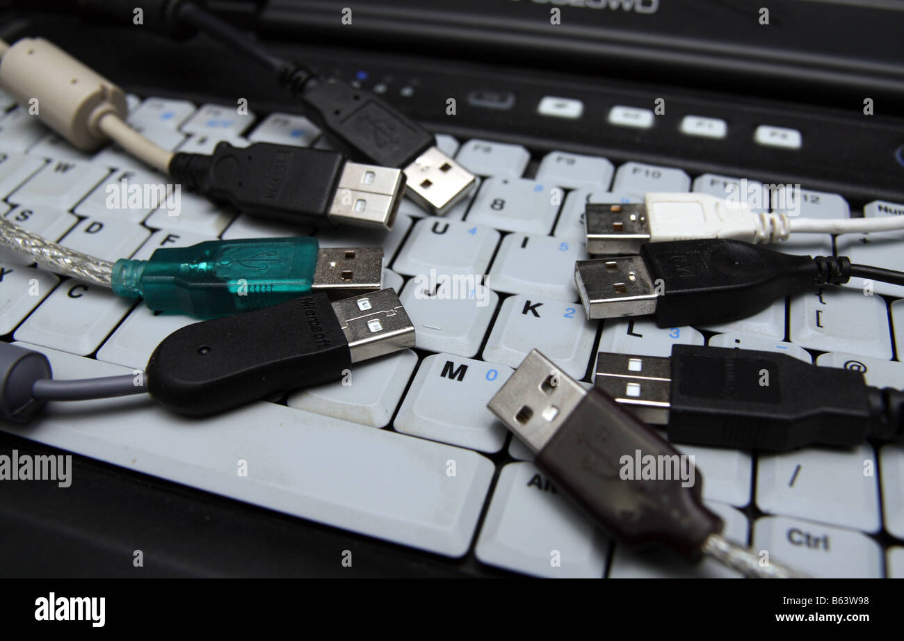 Assorted USB cables Stock Photo Alamy