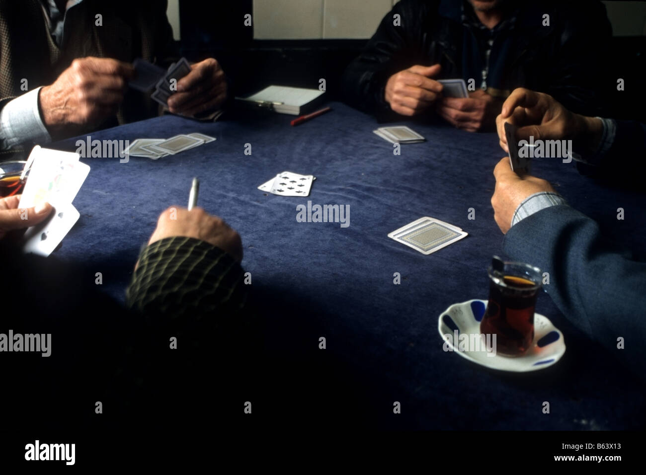 turkish men playing cards Stock Photo