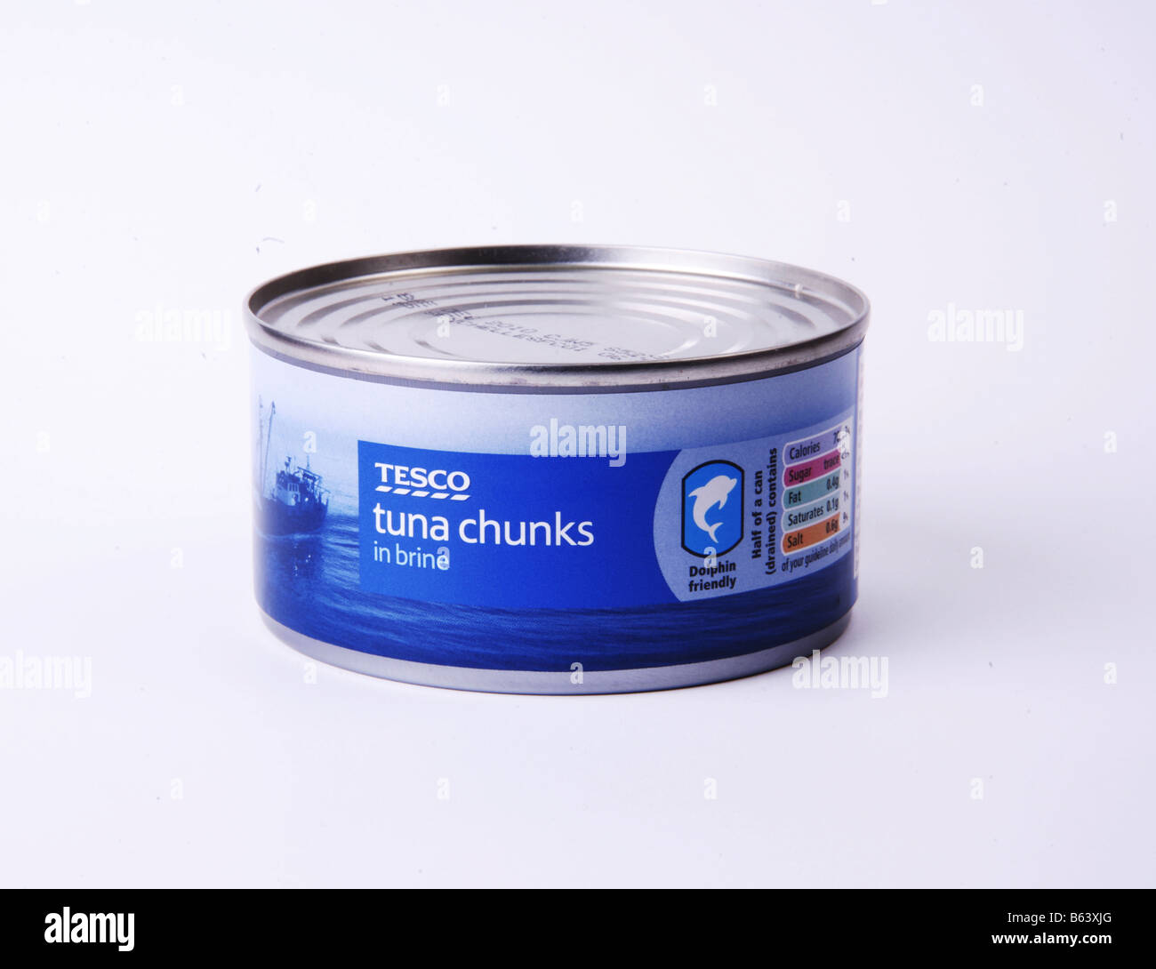 Tesco Dolphin Friendly Tuna Chunks in Brine Stock Photo Alamy