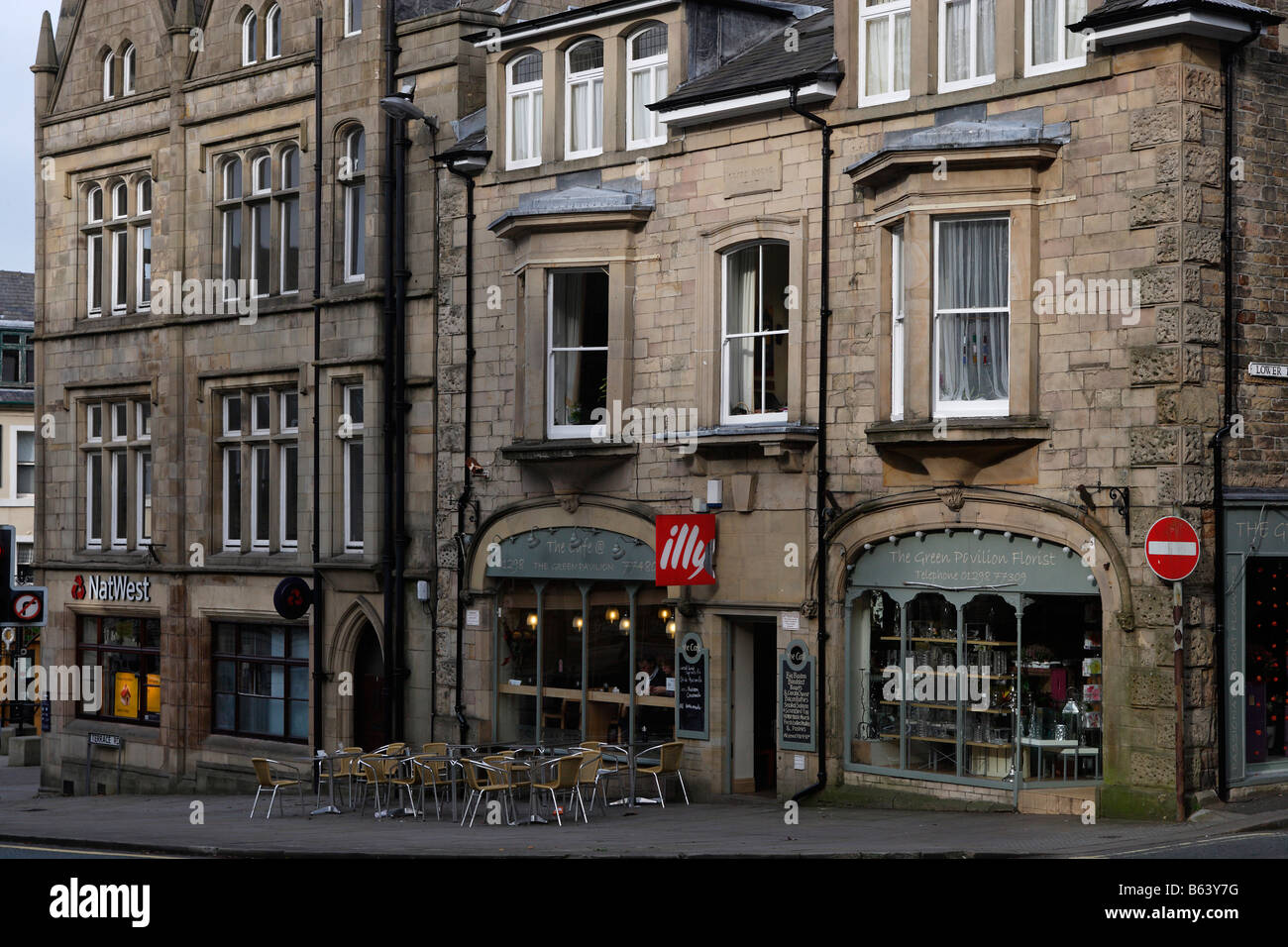 Buxton Town center typical houses Derbyshire the Midlands UK United