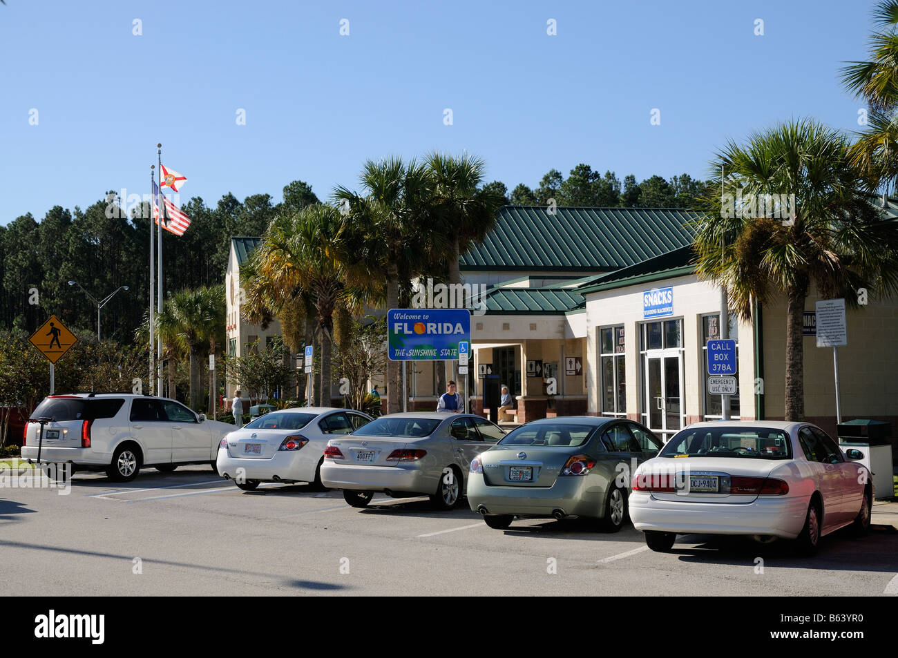 Florida Tourist Welcome Center on the I 95 interstate highway close to the Georgia state line America USA Stock Photo