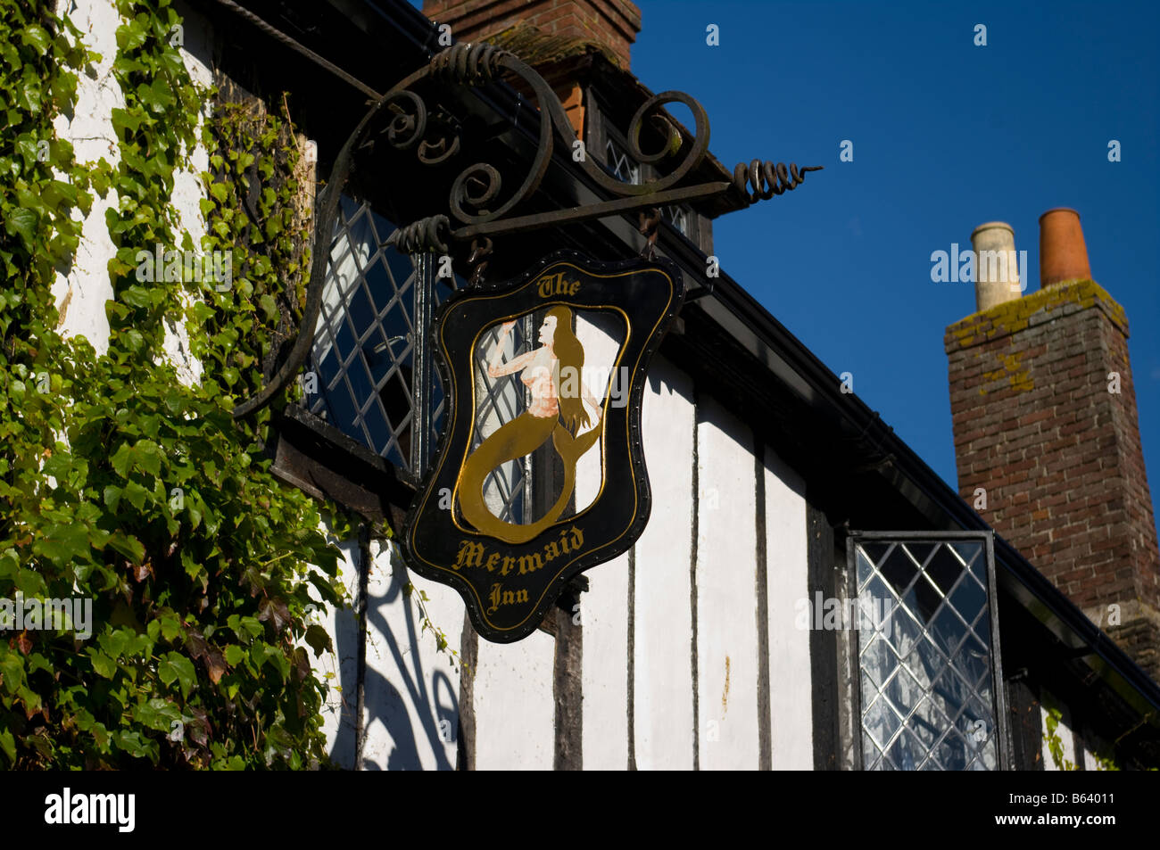 The Mermaid Inn Pub Sign Mermaid Street  Rye East Sussex Uk Pubs Signs Stock Photo