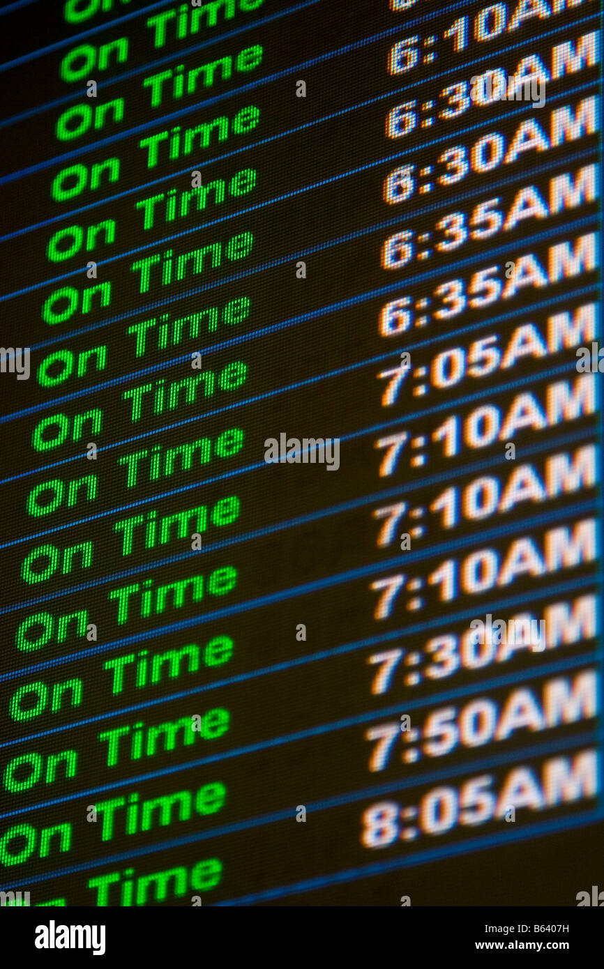 Departure board, airline status screen, arrival board. Stock Photo
