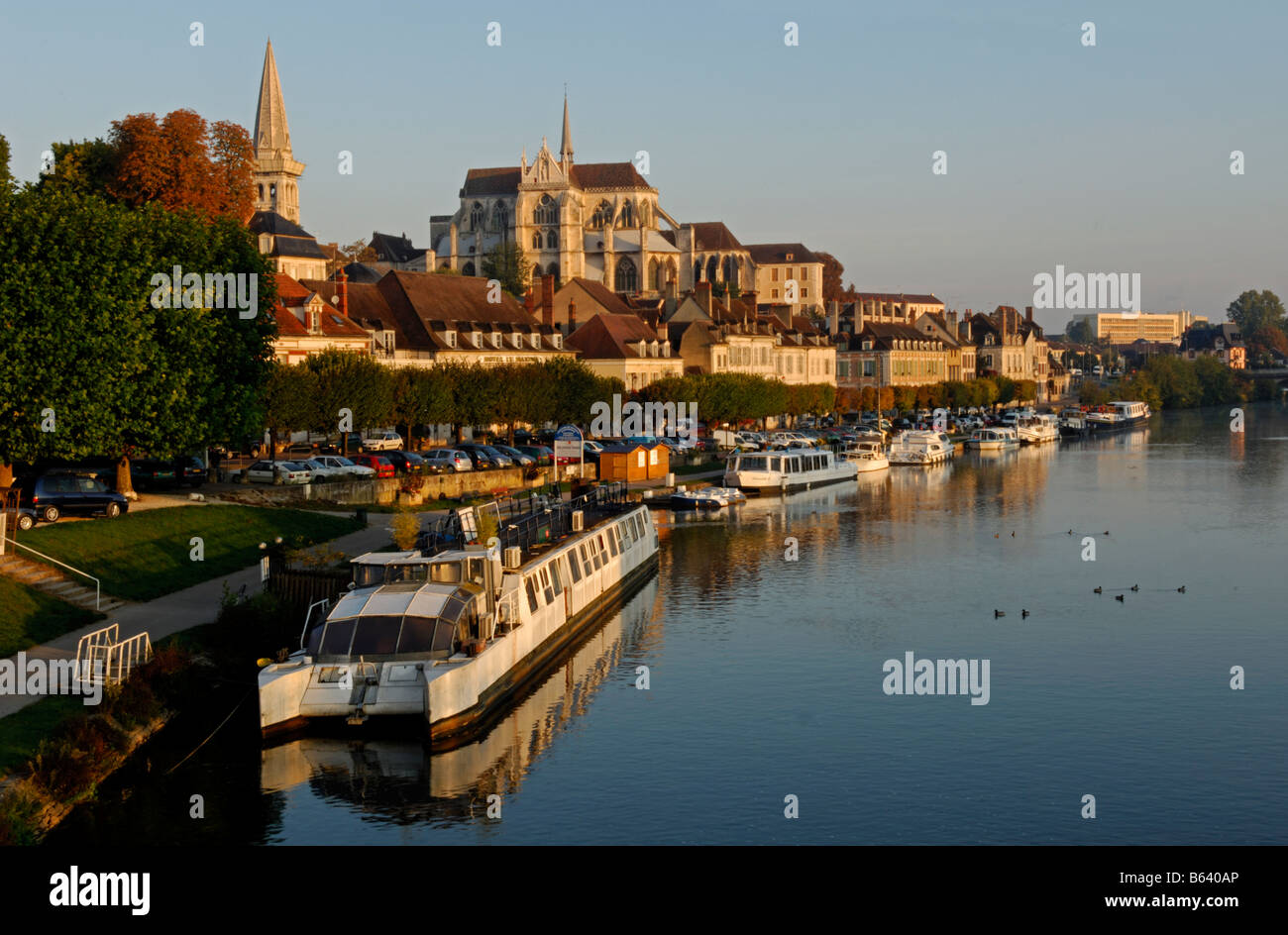 River Yonne at Auxerre in the Yonne 89 departement of France Stock Photo
