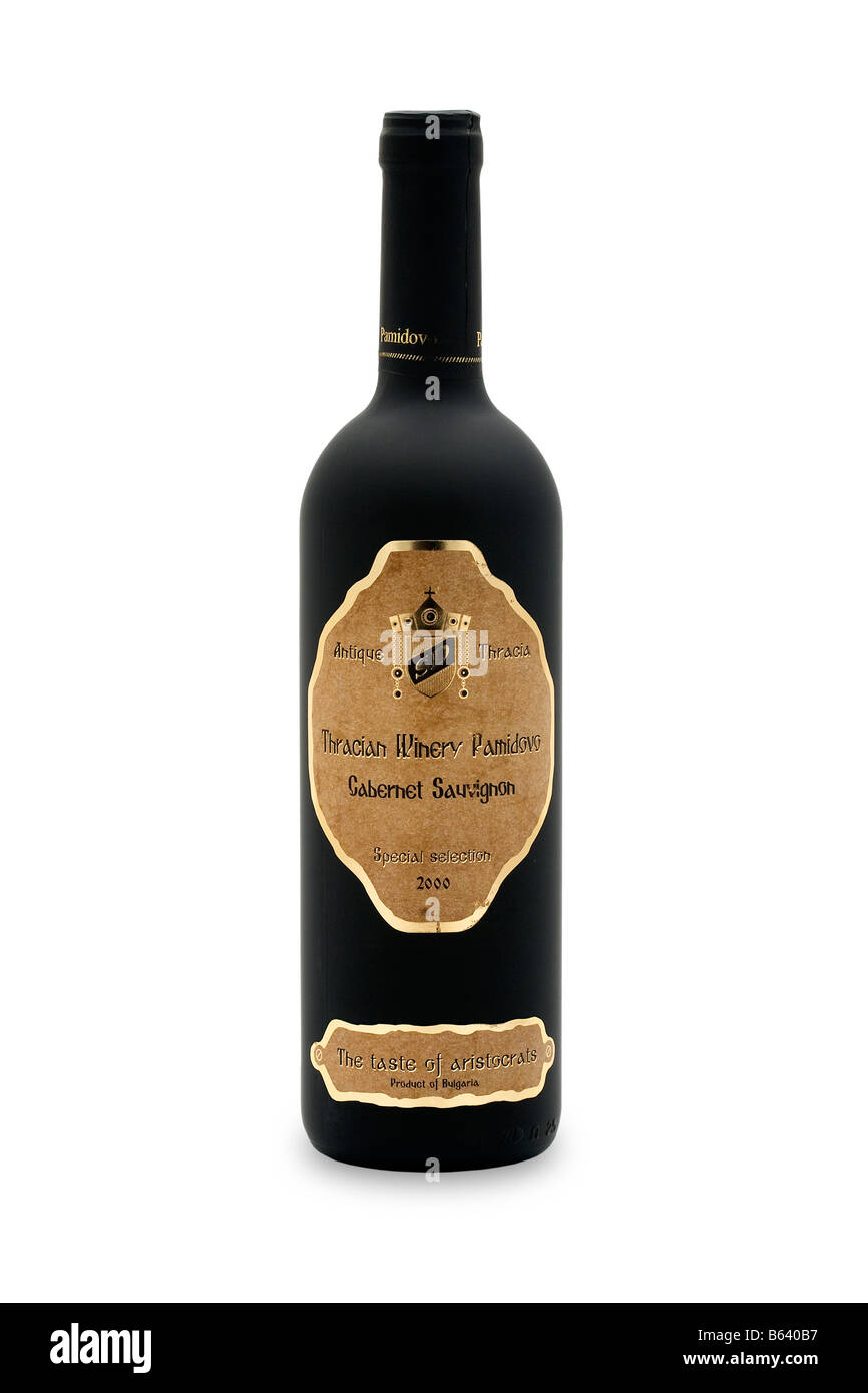 antique thracia winery pamidovo cabernet sauvignon special selection dry red wine ruby color interesting aroma oak vanilia peppe Stock Photo