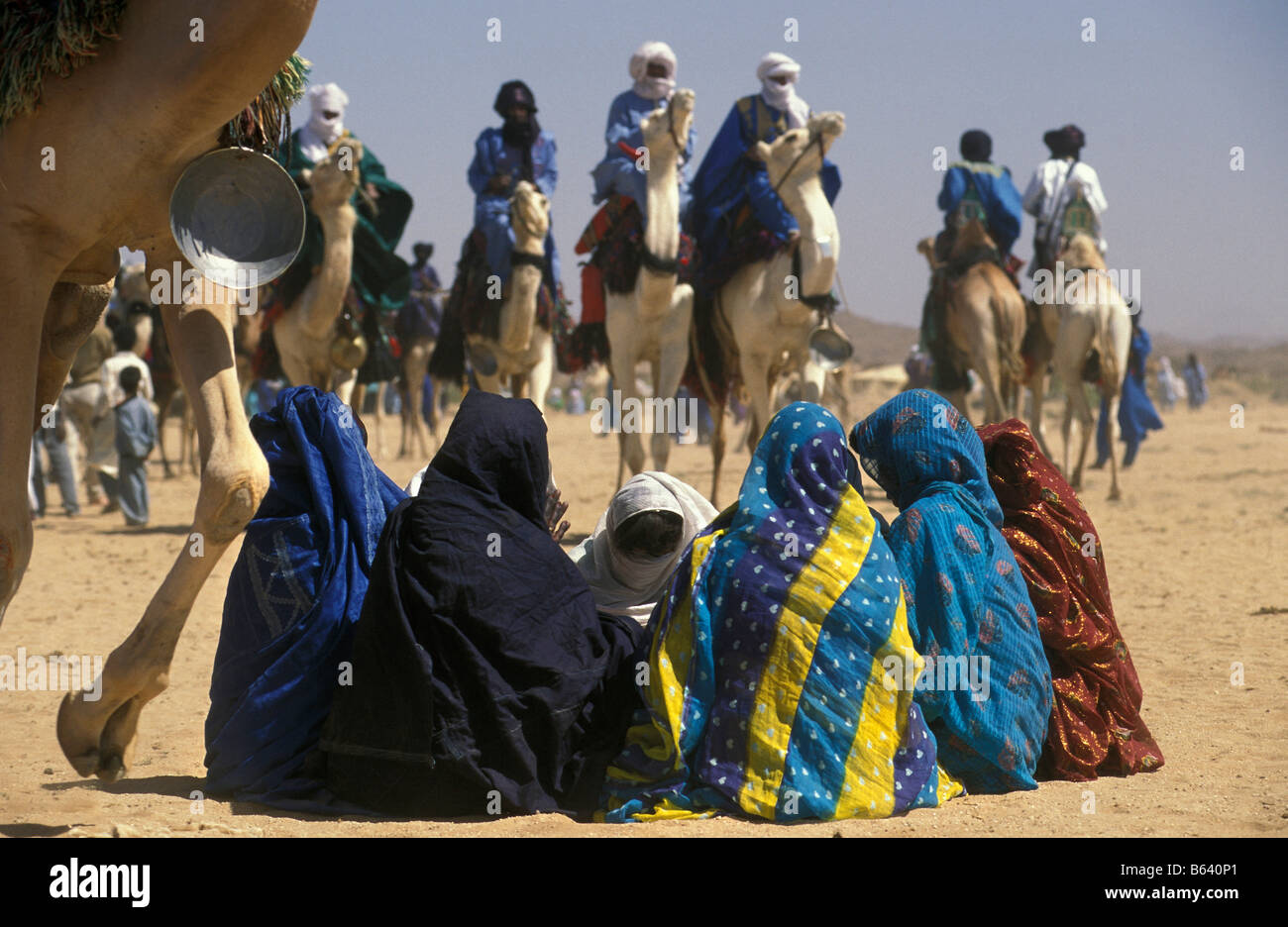 Algeria, Tamanrasset. People of Tuareg tribe during the TAFSIT or ...