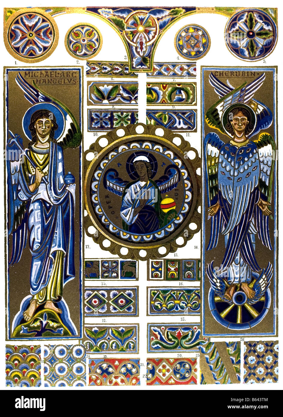 Romanesque Ornament in Germany, German enamels on copper Stock Photo
