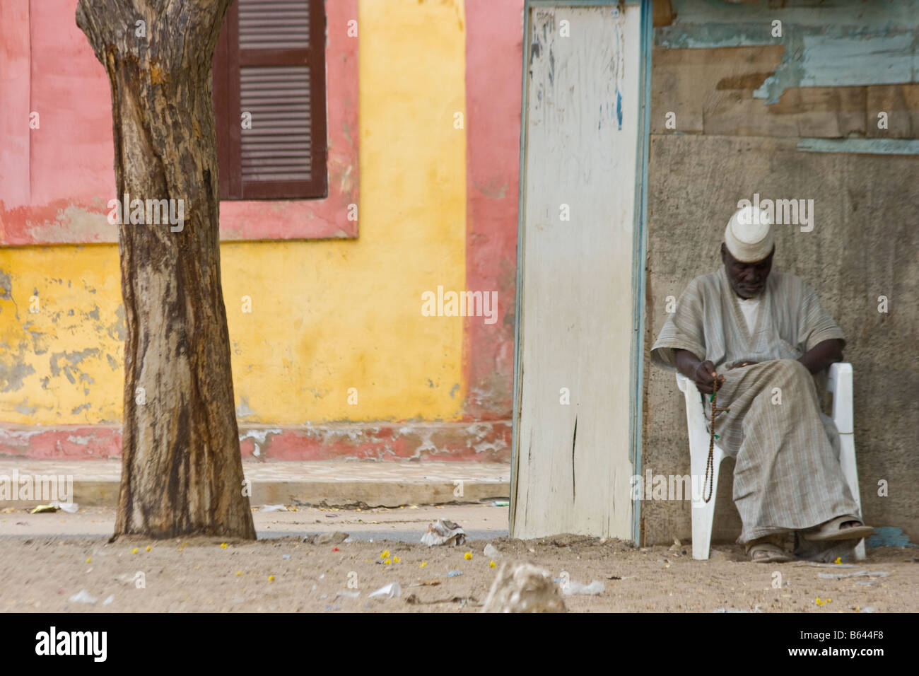 Muslim Man Sleeping in St Louis in Senegal West Africa Stock Photo