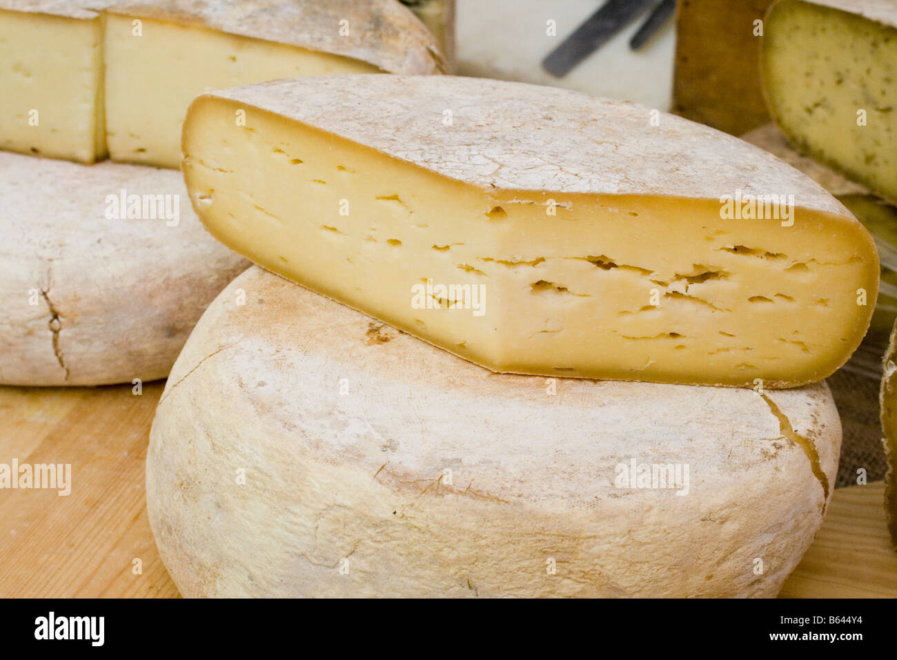 Cheeses at the festival market in Dogliani CN Piemonte Italy Stock