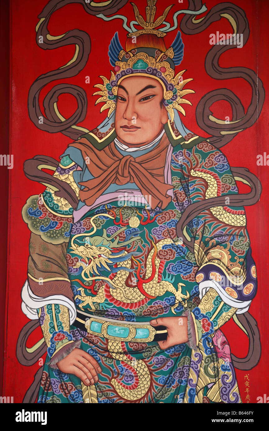 Taiwan Tainan Matsu Temple painted door Stock Photo