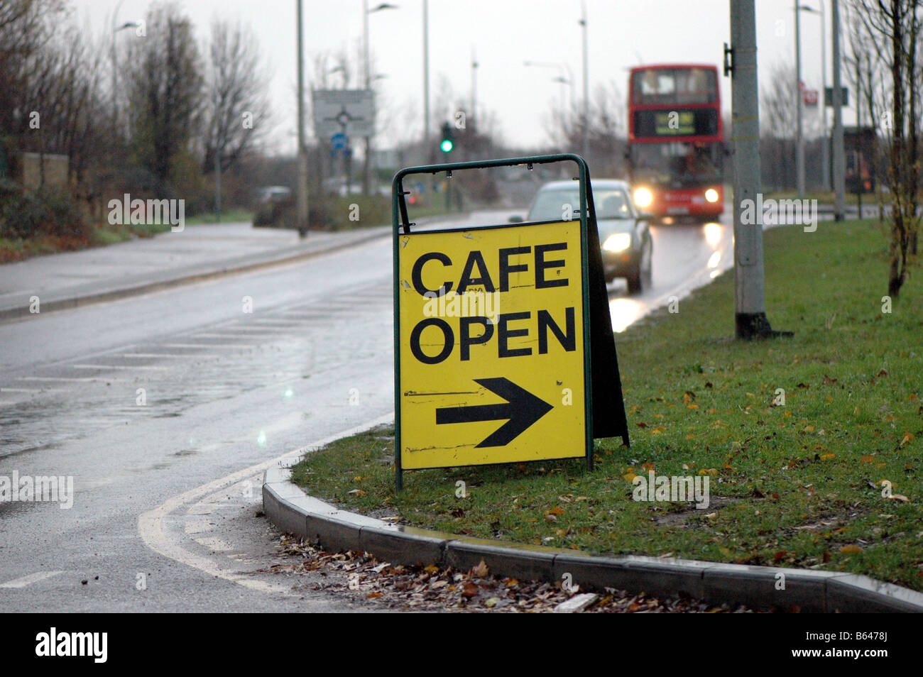 A cafe open sign Stock Photo
