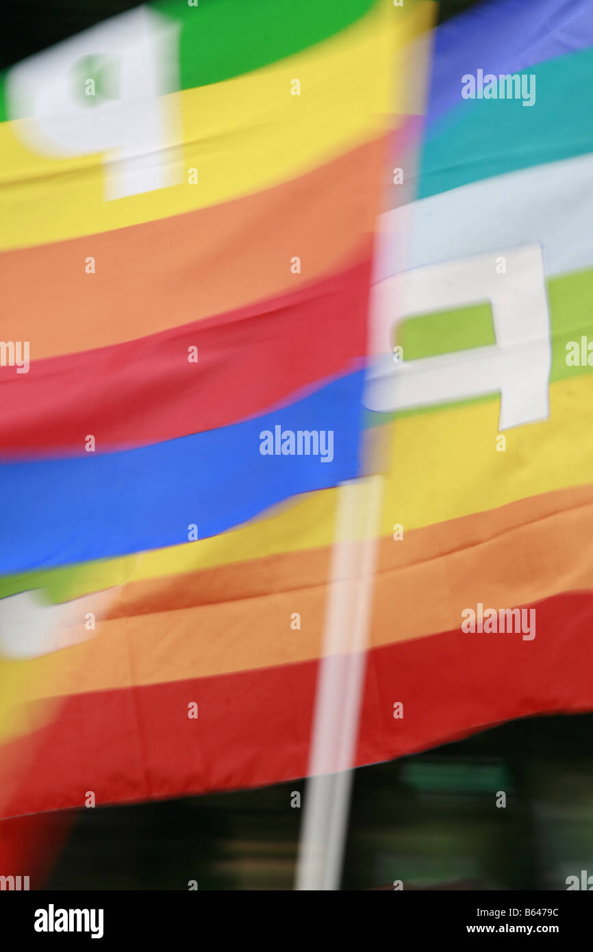 Political Rally Flags abstract detail of peace flags at political rally in town Stock Photo ...