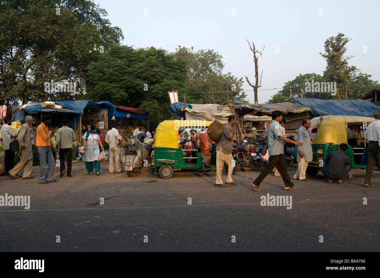 Street of Delhi. India. Anuvrat Marg Stock Photo