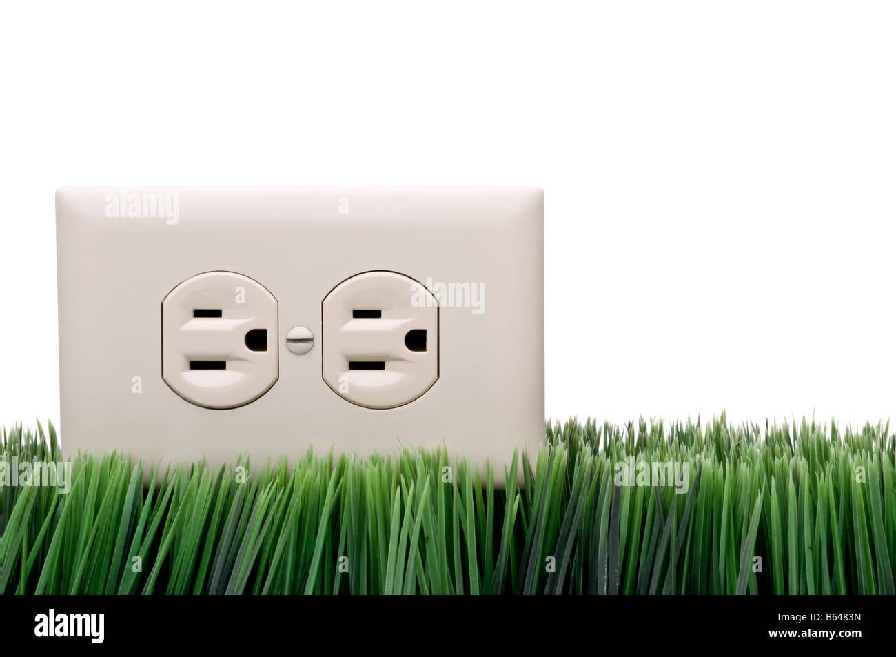 Power outlet on grass Stock Photo