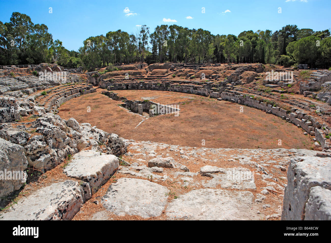 Roman Amphitheatre first century BC, Neapolis, Syracuse, Sicily Stock Photo