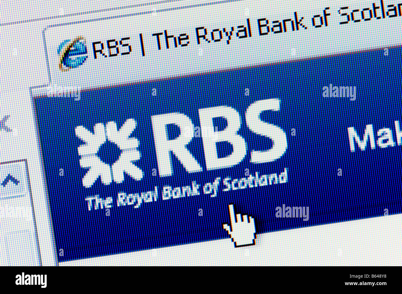 Macro screenshot of RBS website Editorial use only Stock Photo
