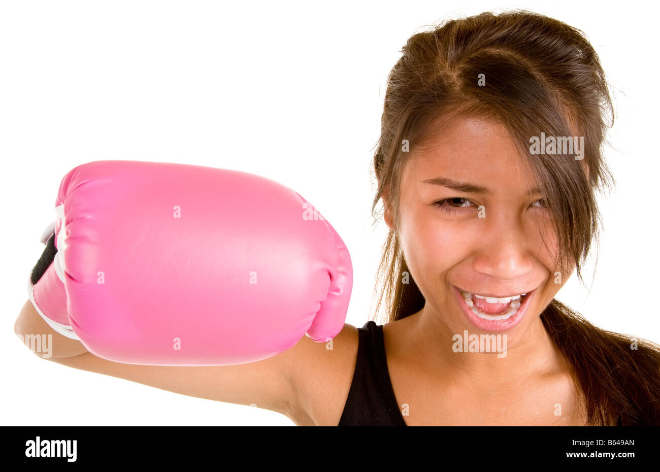 A young girl is ready to punch someone Stock Photo Alamy