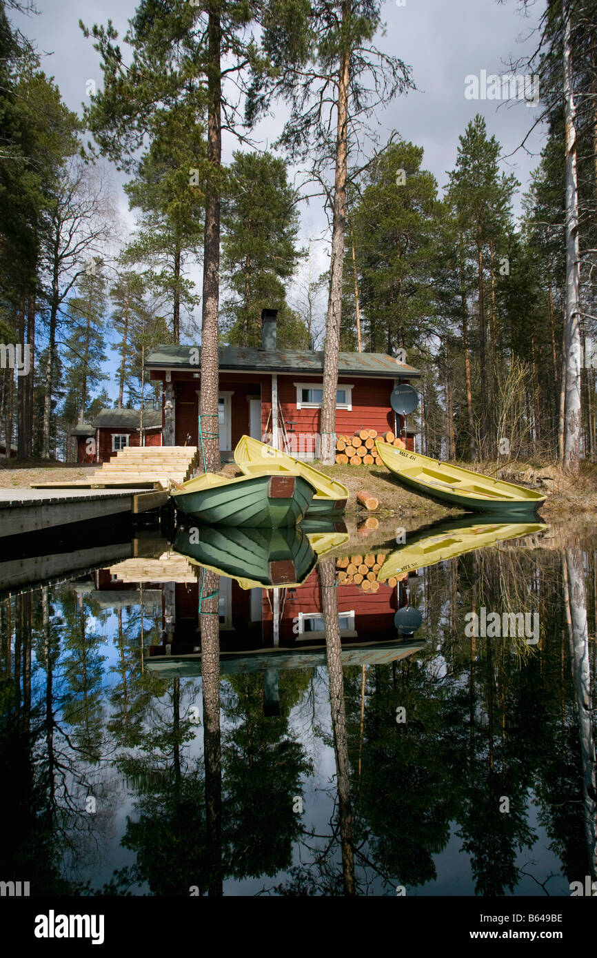 Finland, Kuikka Lake, near Kuhmo. Arcticmedia. Centre for tourism, founded by professional nature photographer Lassi Rautiainen. Stock Photo