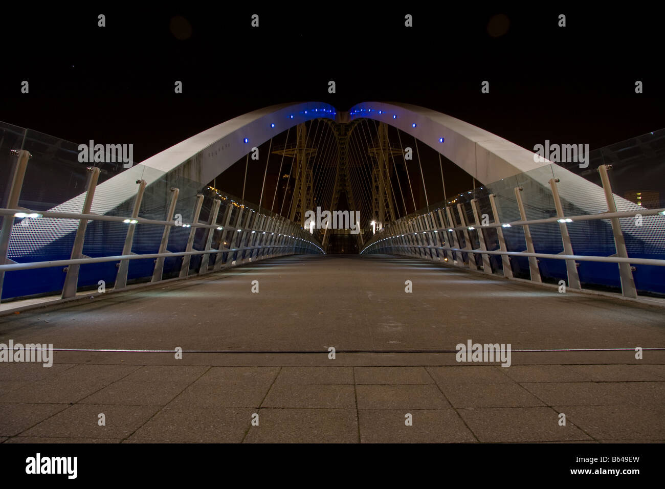A shot of the bridge to the side of the lowry shopping centre and