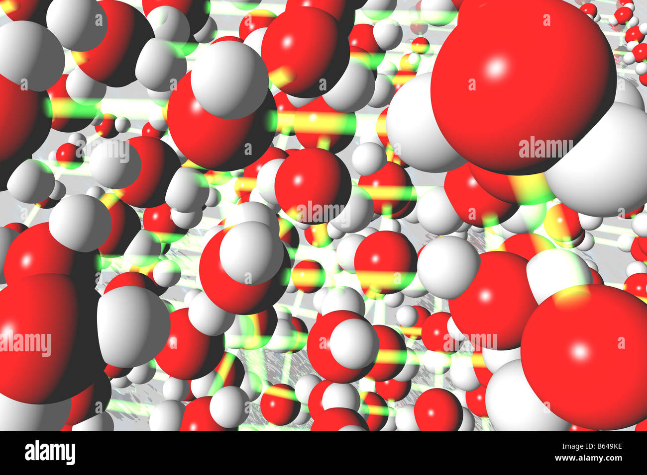 Concept of water molecules in ice. Stock Photo