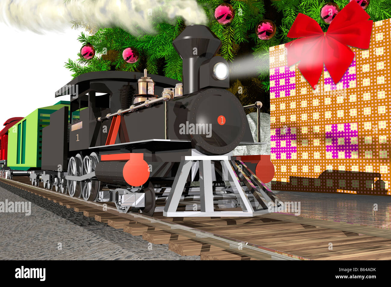 Toy train under the Christmas tree Stock Photo Alamy
