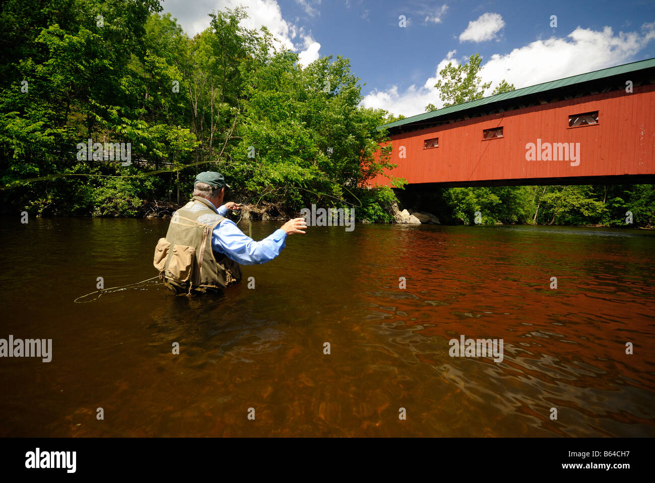 Flyfishing Battenkill River Red Covered Bridge Road Arlington Vermont