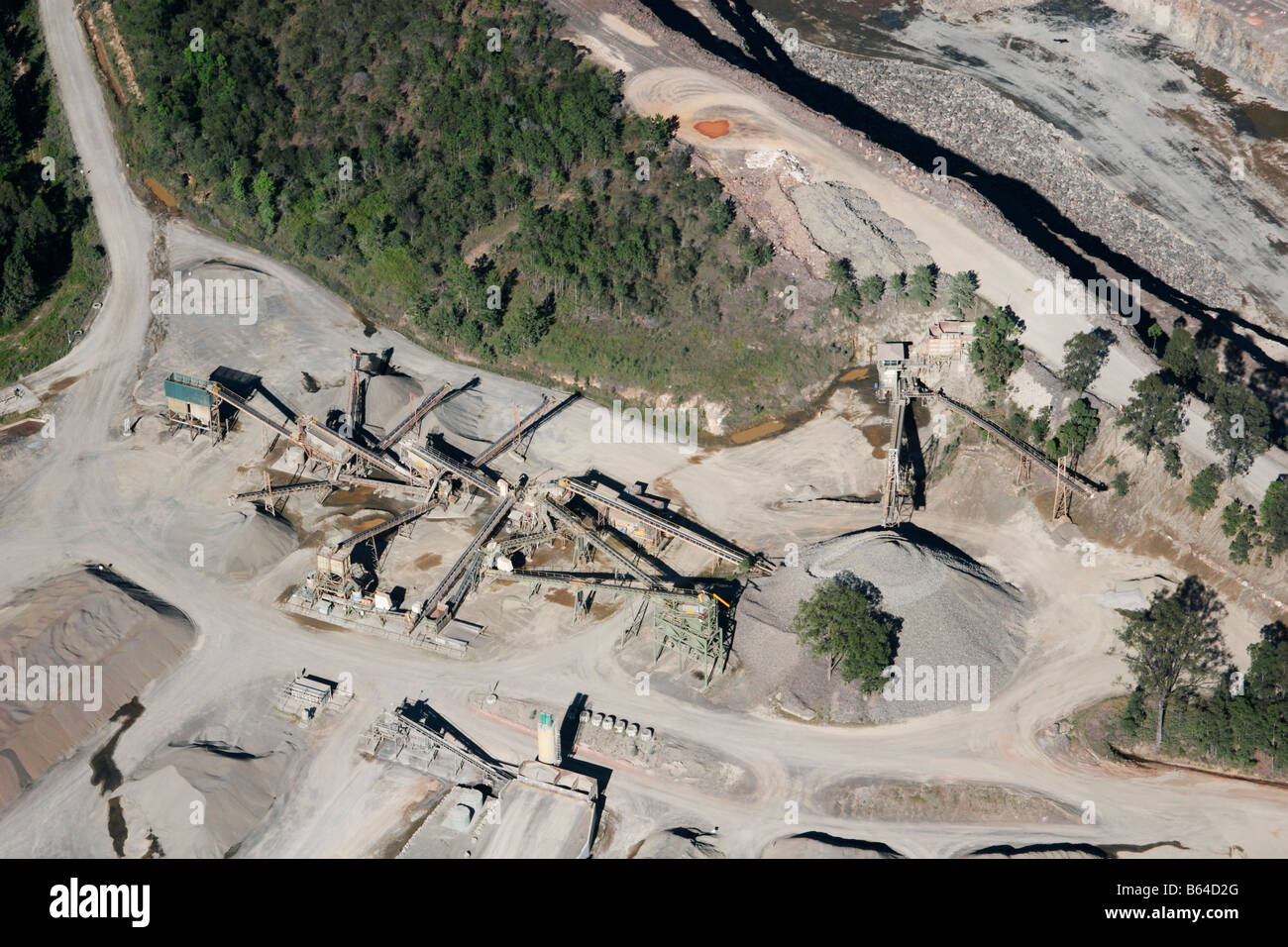 aerial view of a sandmining operation Stock Photo