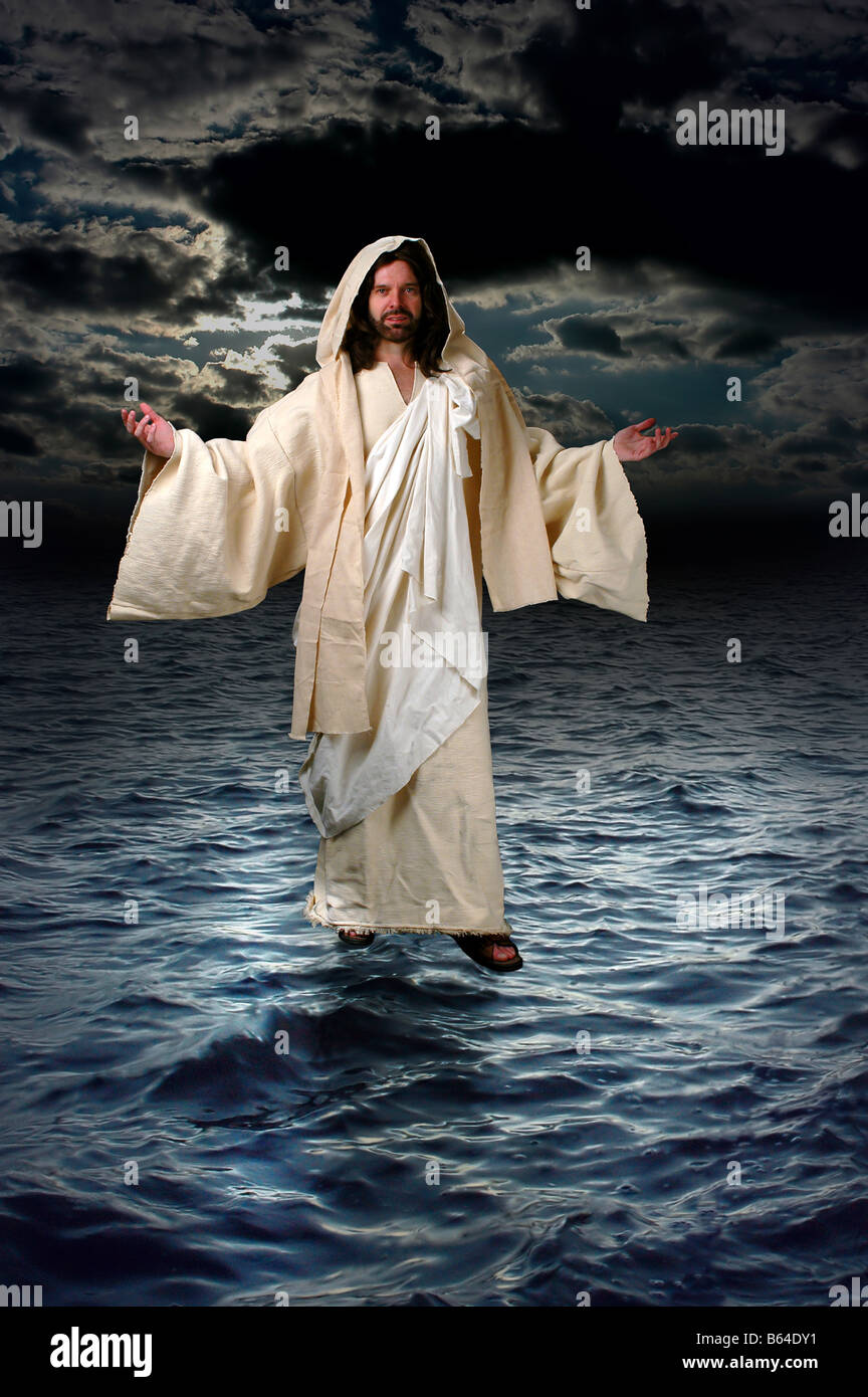Jesus walking on the water Stock Photo