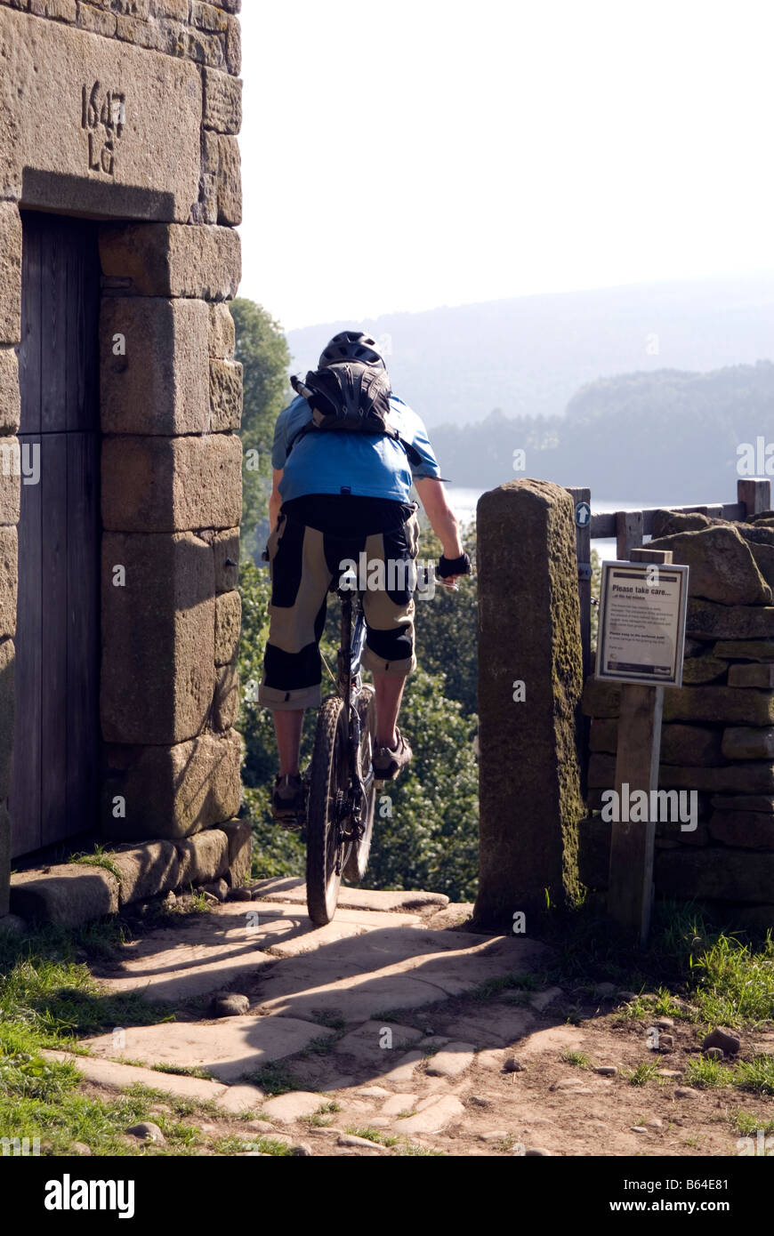 Mountain biking in the Peak District National Park Derbyshire visit tourist tourism Stock Photo
