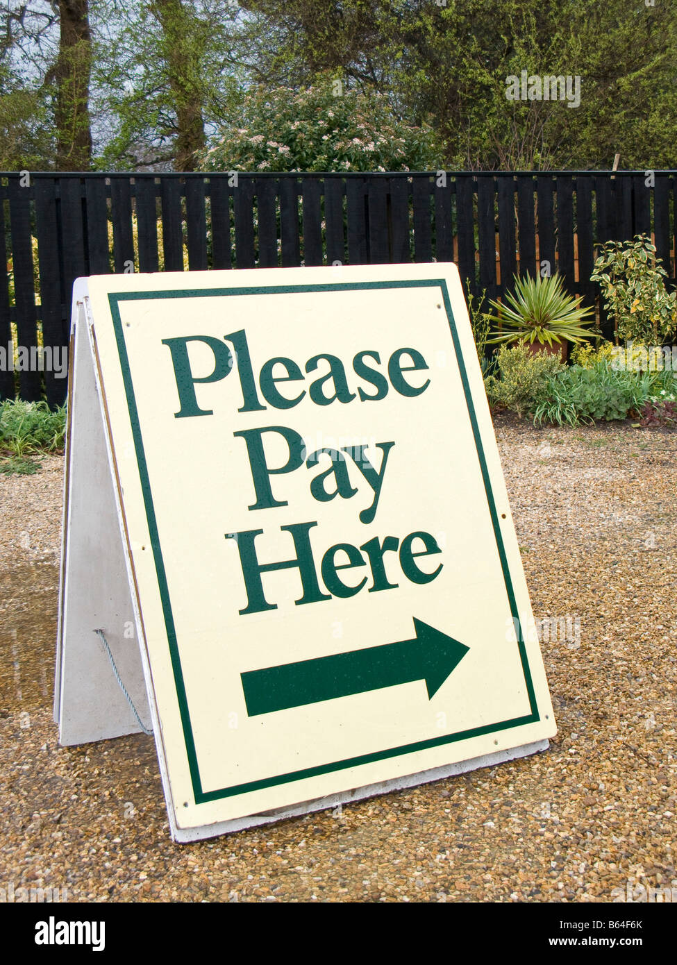 Pay Here Sign at Visitor Attrction Stock Photo