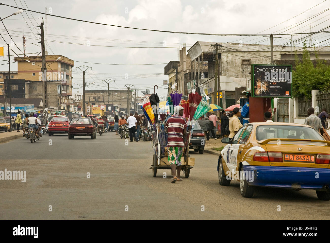Traffic in city centre, Douala, Cameroon, Africa Stock Photo