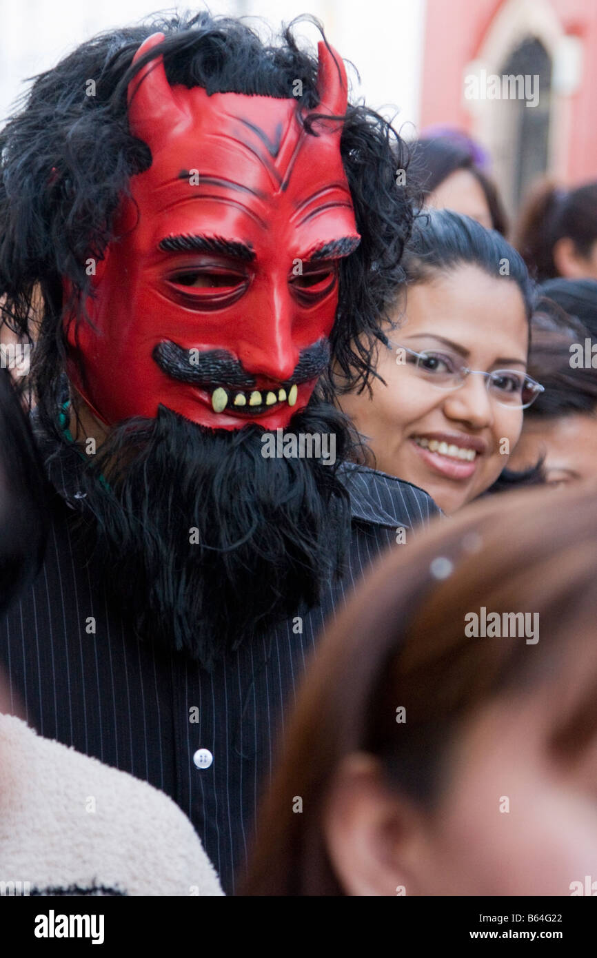 Oaxaca, Mexico. Day of the Dead Celebrations. Costume Parade, Procession, Comparsa, in Memory of the Dead. Stock Photo