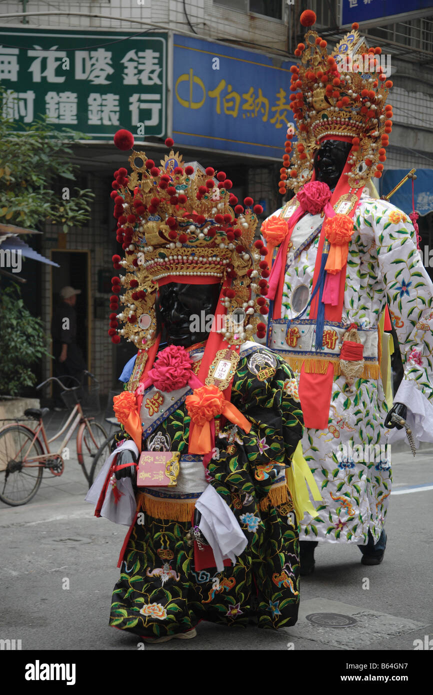 Taiwan Taipei religious festival procession figures Stock Photo