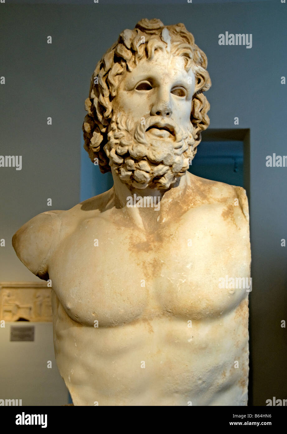 Asklepios Asclepius is the god of medicine and healing Pentelic Mounichian Piraeus Skopas 300 BC 350 Greek Greece Museum Stock Photo