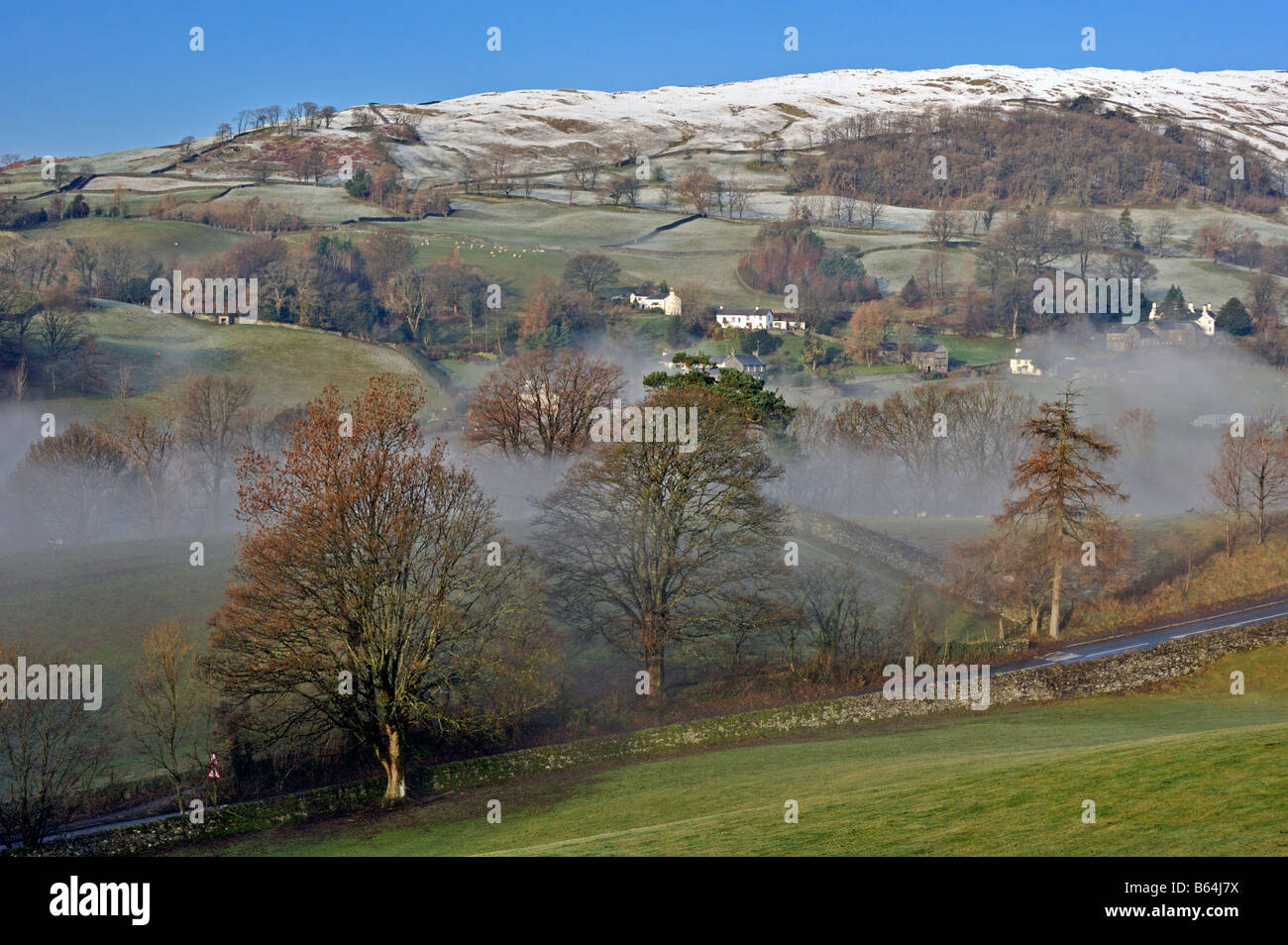 Temperature inversion over Troutbeck. Lake District National Park, Cumbria, England, United
