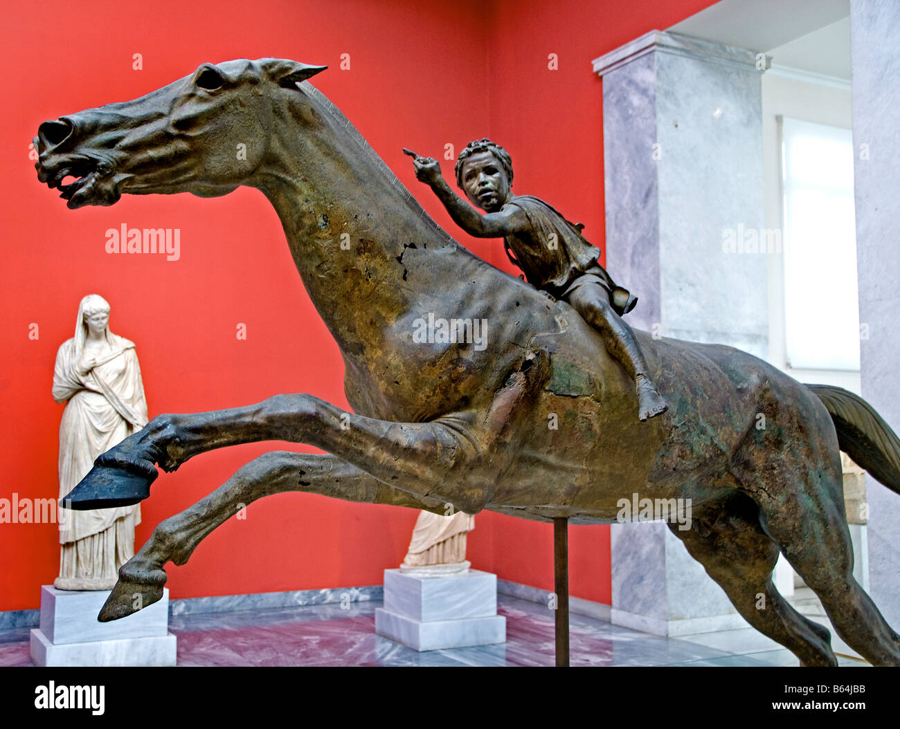 The jockey of Artemision Artemis Bronze boy on horse Greek Greece Stock Photo