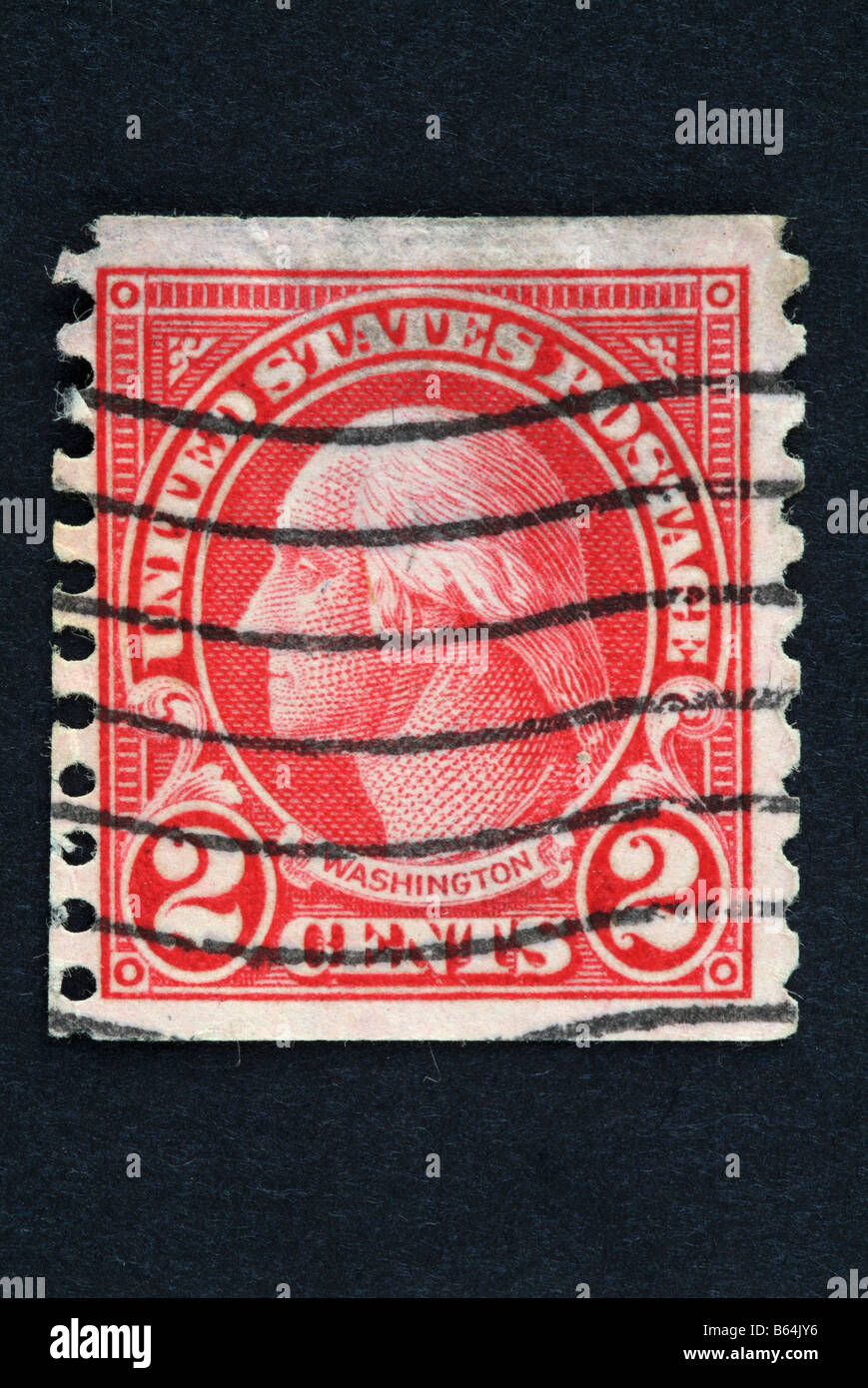 A 2 cents US postage stamp with the image of George Washington Stock Photo