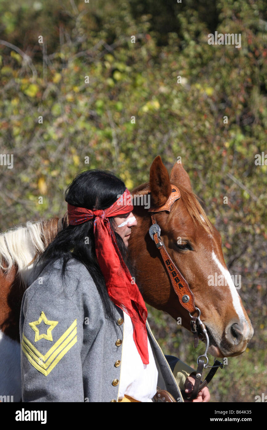 Apache Native American Indian and a horse Stock Photo Alamy