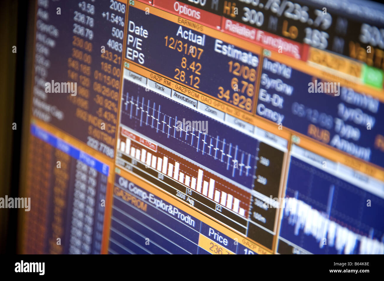 Trading screen close up Stock Photo