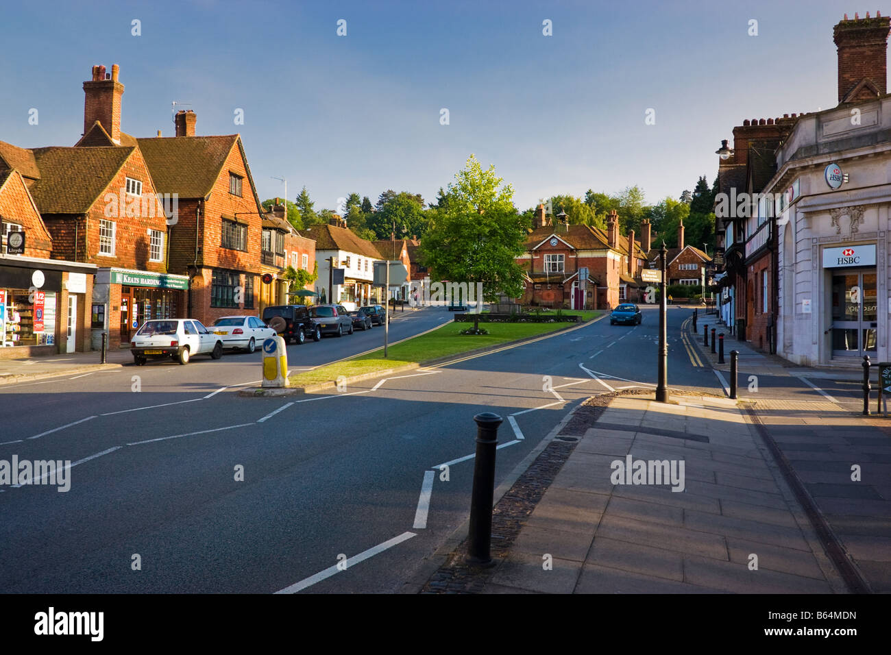 Haslemere Surrey at dusk in the town centre looking South in the late afternoon Stock Photo