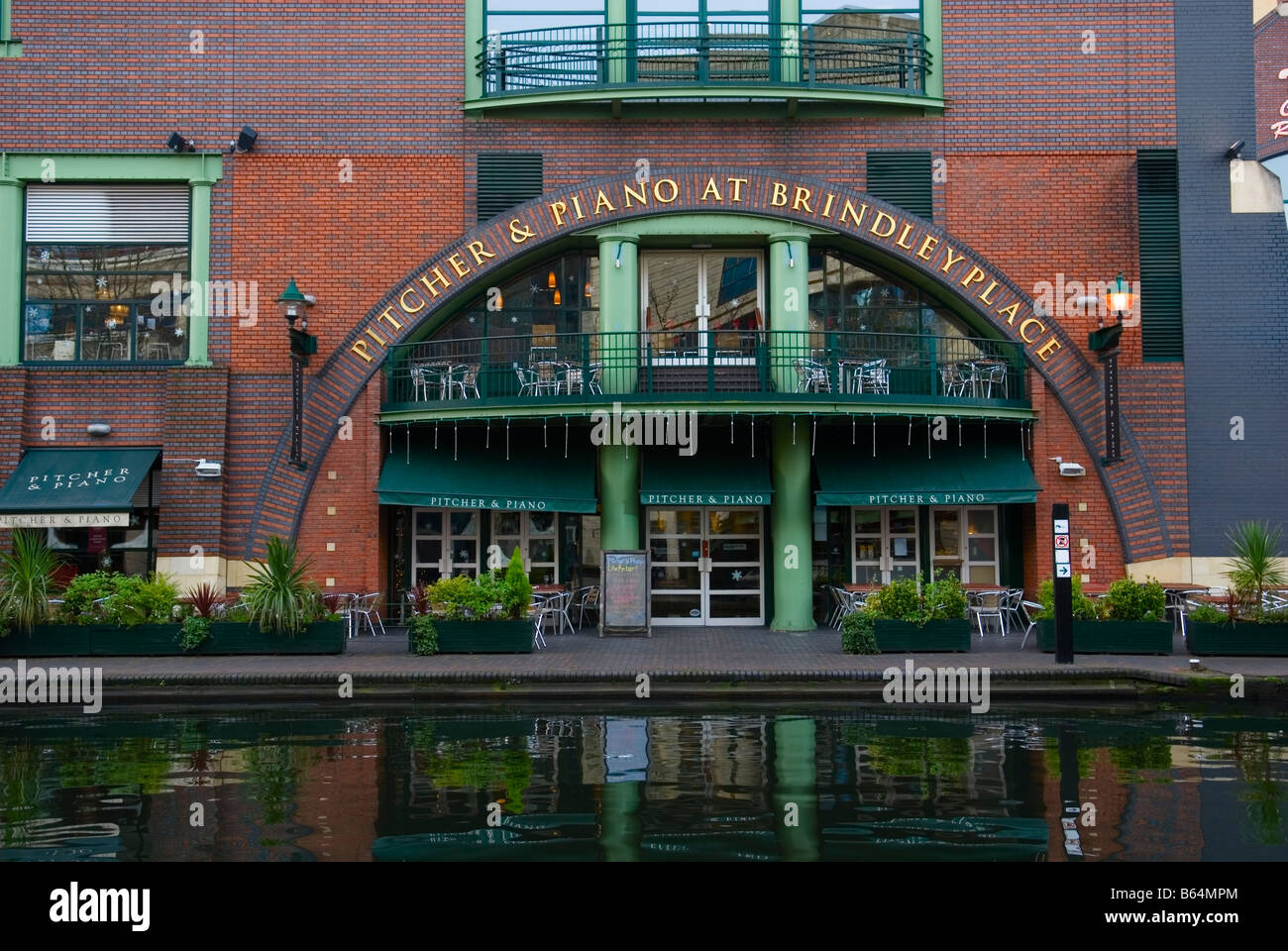The Pitcher and Piano Waters edge Brindley Place Birmingham Stock Photo