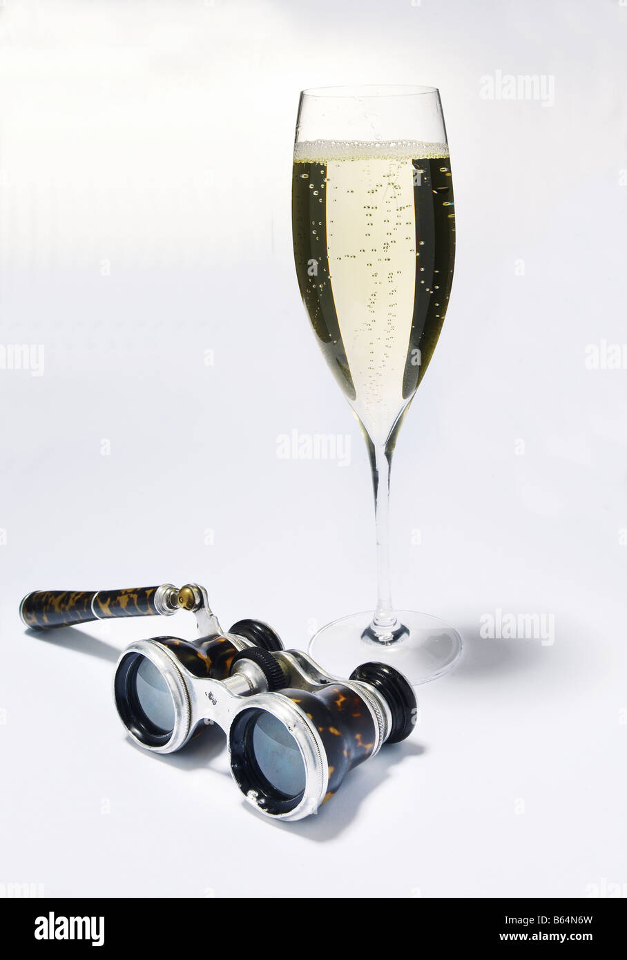 opera glasses and champagne Stock Photo