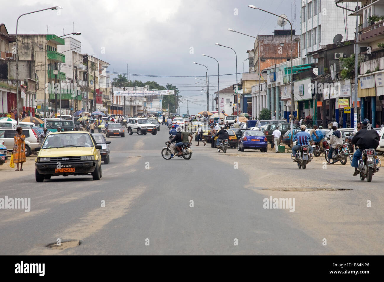 Traffic in city centre, Douala, Cameroon, Africa Stock Photo