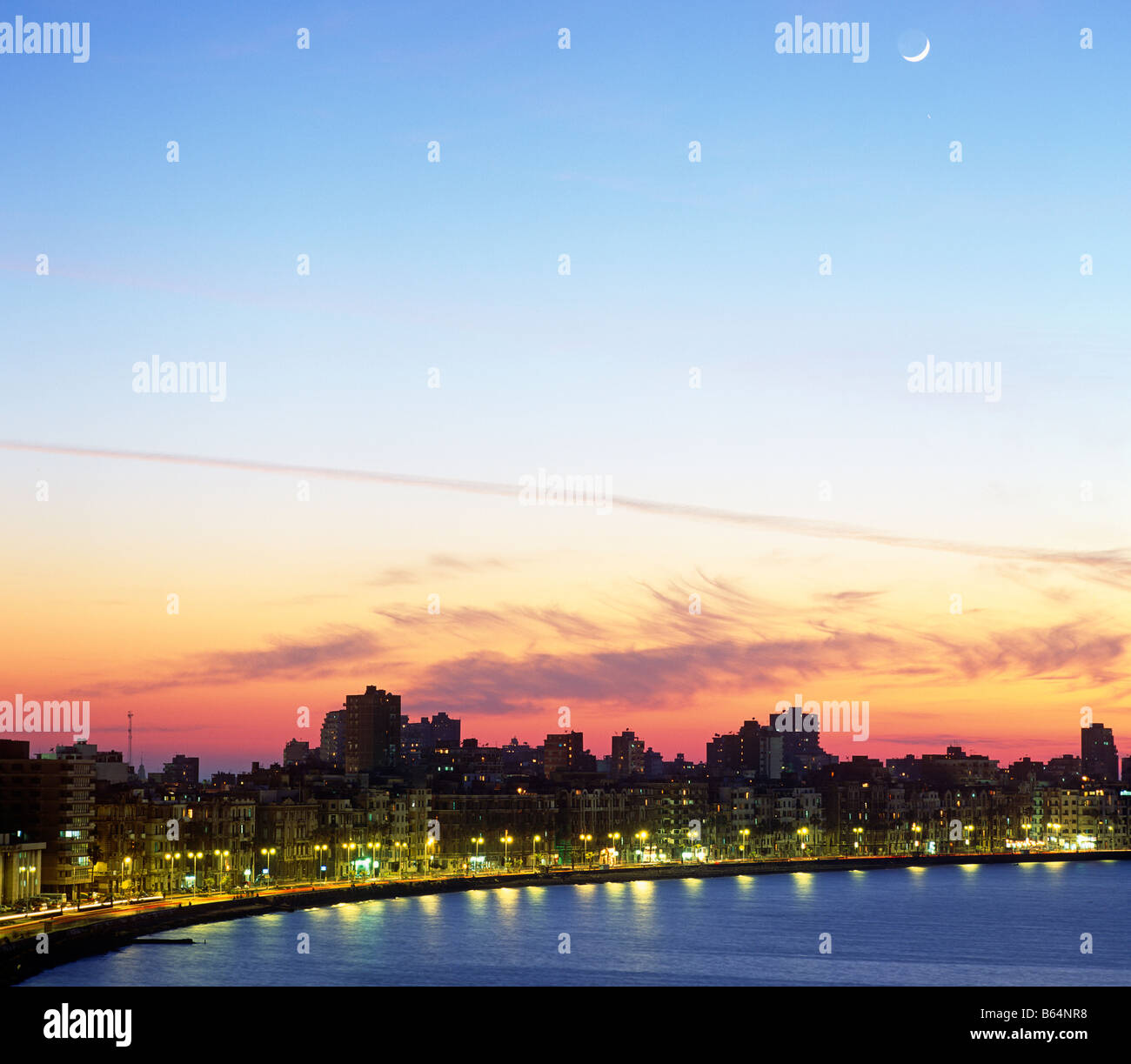 Harbour In The Evening Alexandria Egypt North Africa Stock Photo