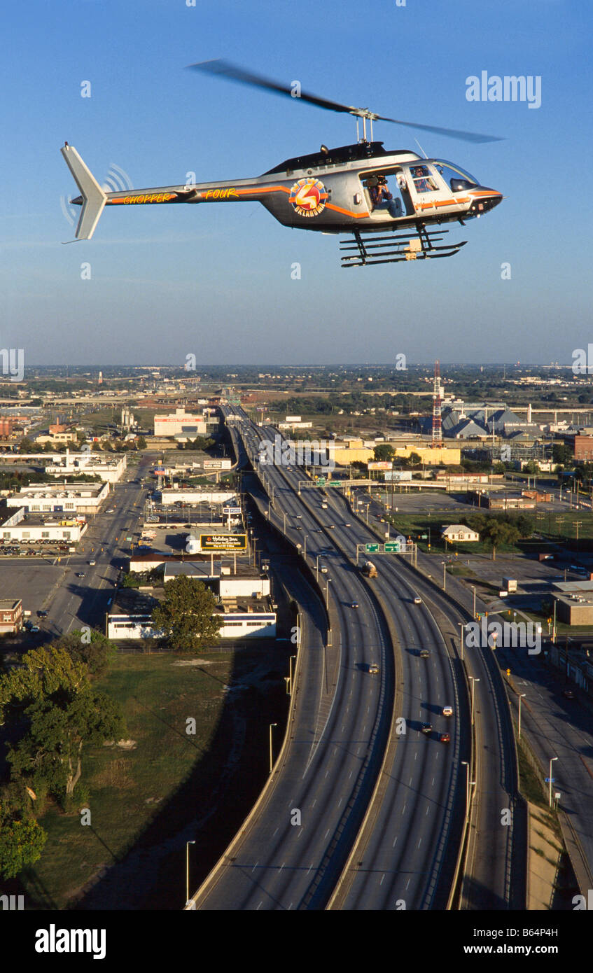 Traffic Helicopter over City Stock Photo Alamy