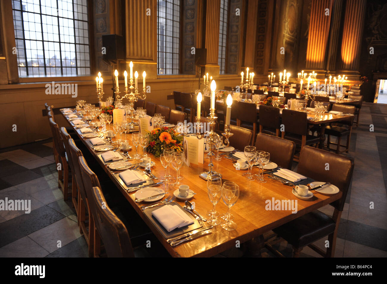 Banqueting table set for a formal dinner Stock Photo Alamy