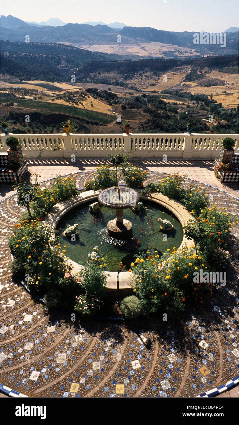 Garden terrace of Casa Don Bosco, Ronda, Andalucia, Spain Stock Photo
