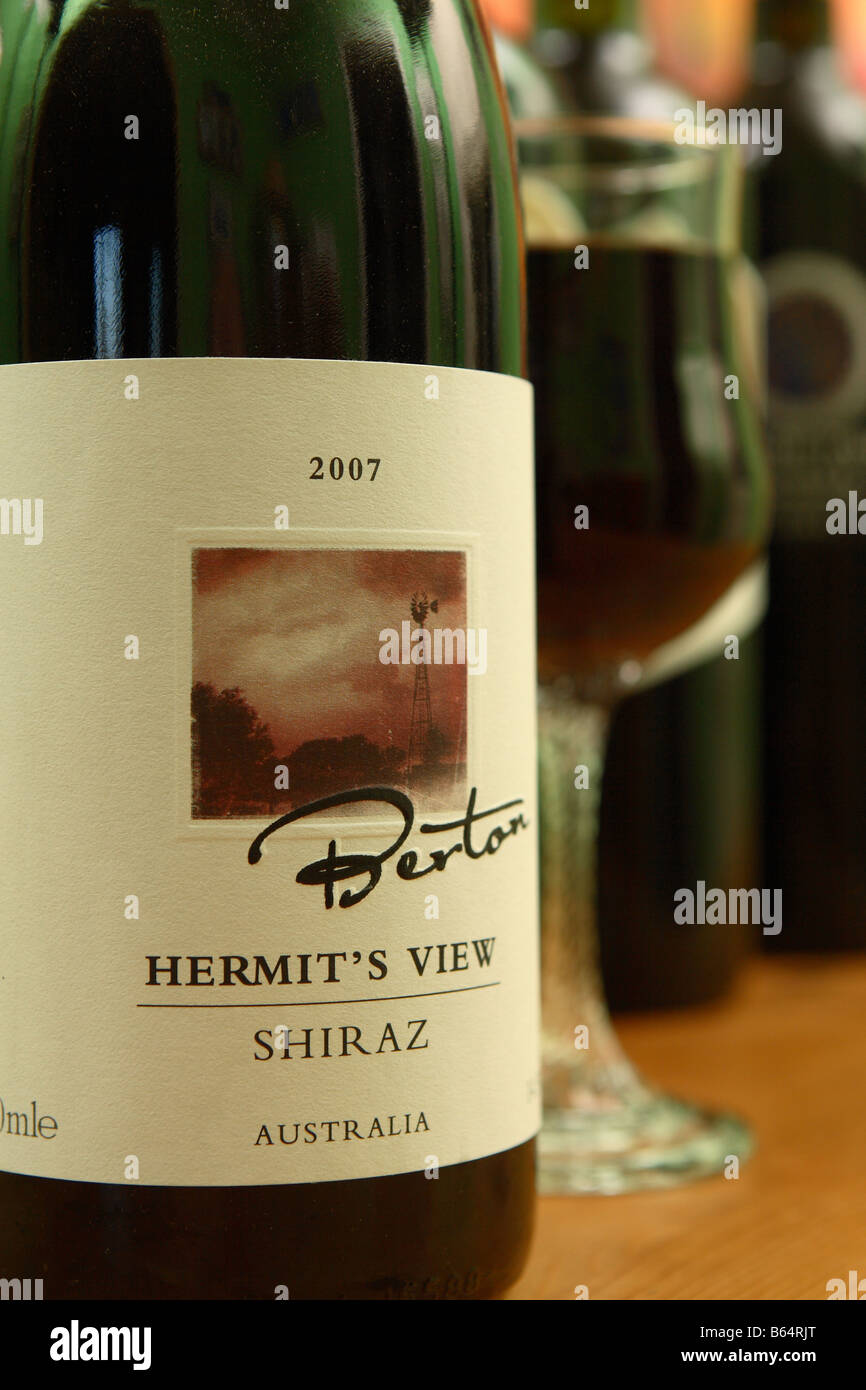 Australian Shiraz red wine bottle and glass Stock Photo Alamy